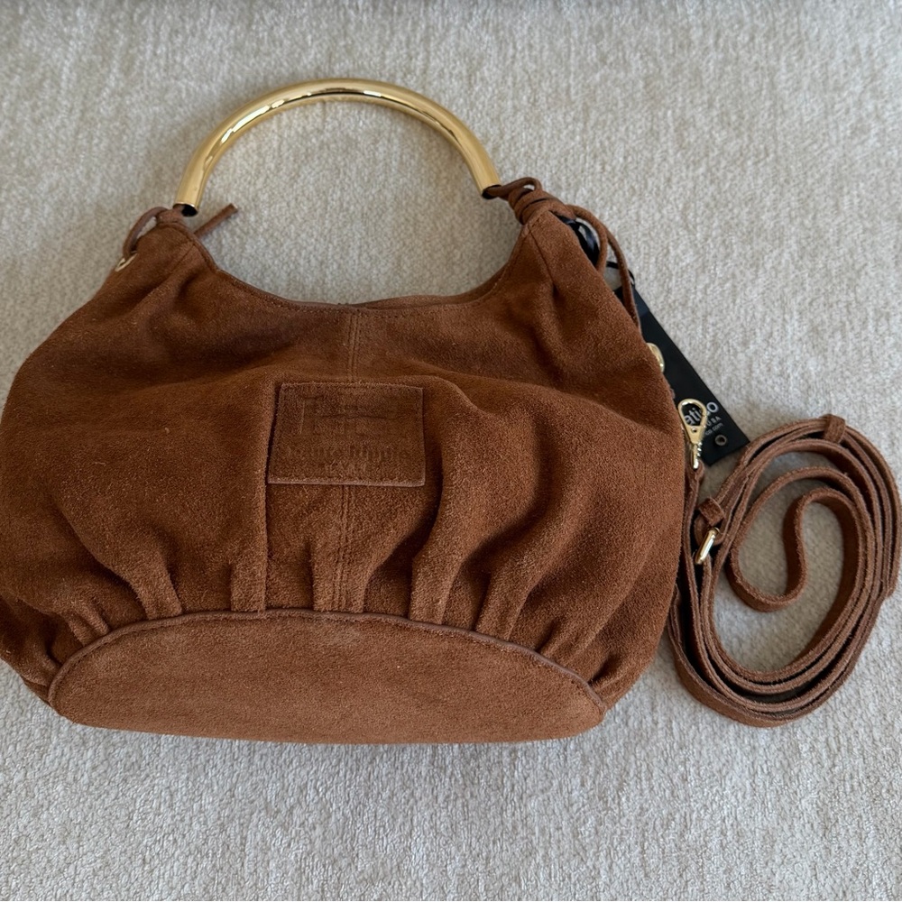 Haute Hippie Suede Hobo Bag with Gold Detail - Picture 10 of 15